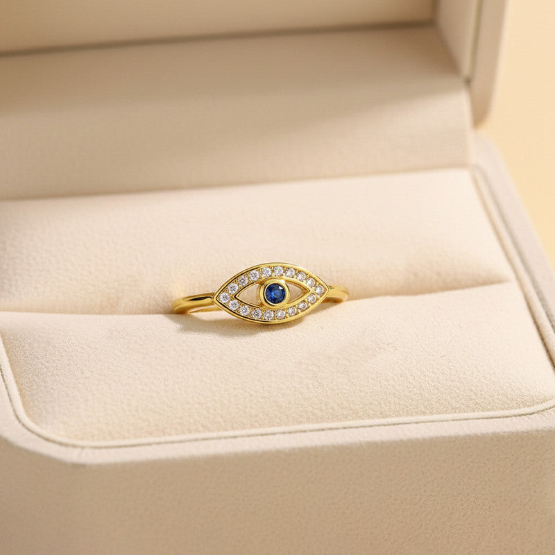 Gold Plated Contemporary Style Evil Eye Themed Adjustable Ring