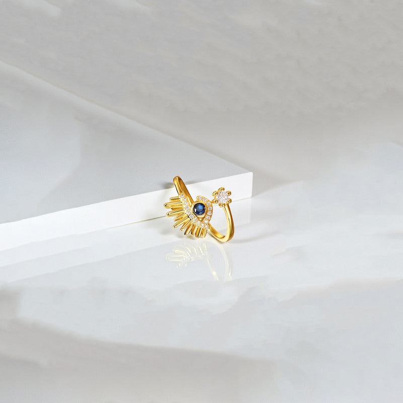 Gold Plated Contemporary Style Evil Eye Themed Adjustable Ring