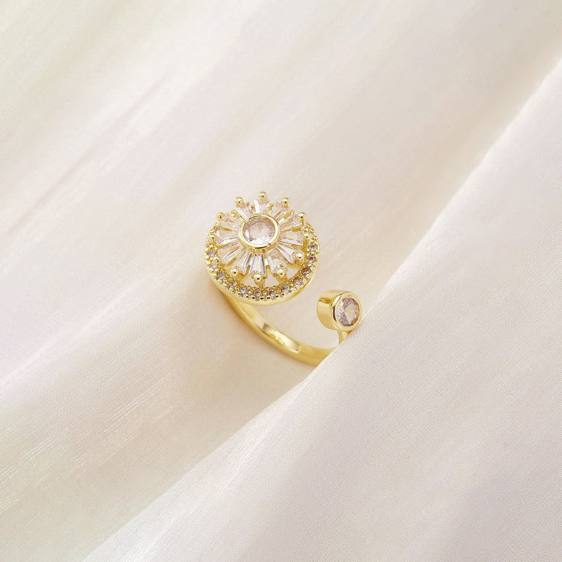 Gold Plated Round Shape Rotatable Adjustable Ring