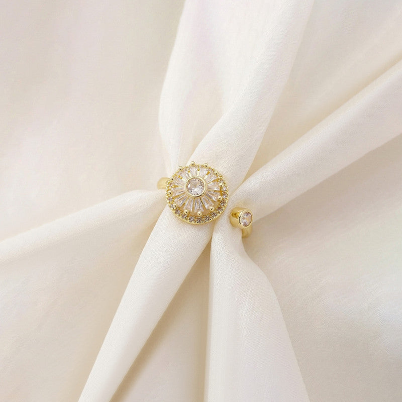 Gold Plated Round Shape Rotatable Adjustable Ring