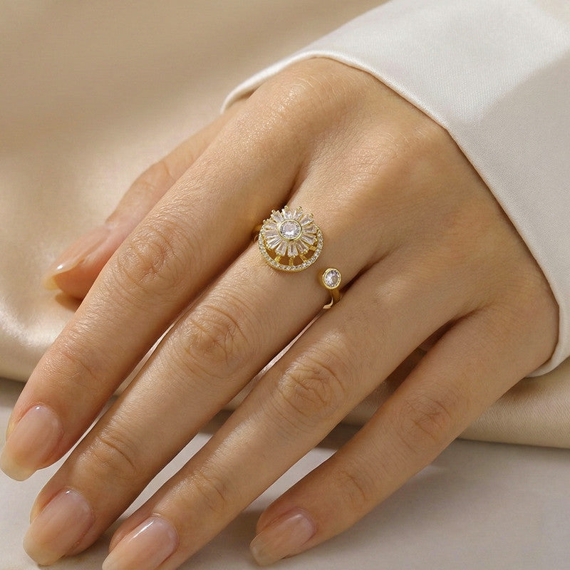 Gold Plated Round Shape Rotatable Adjustable Ring