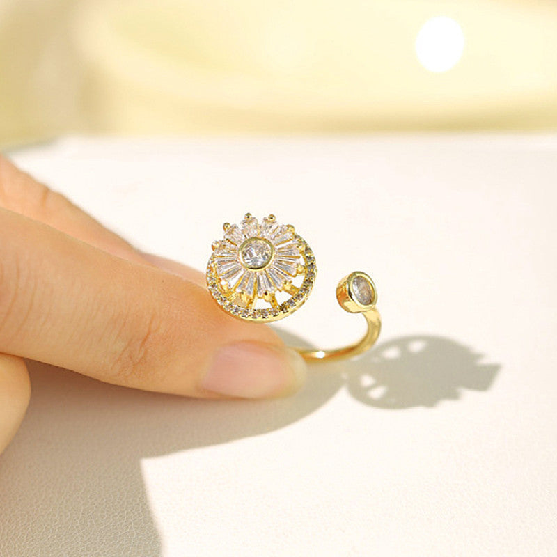 Gold Plated Round Shape Rotatable Adjustable Ring