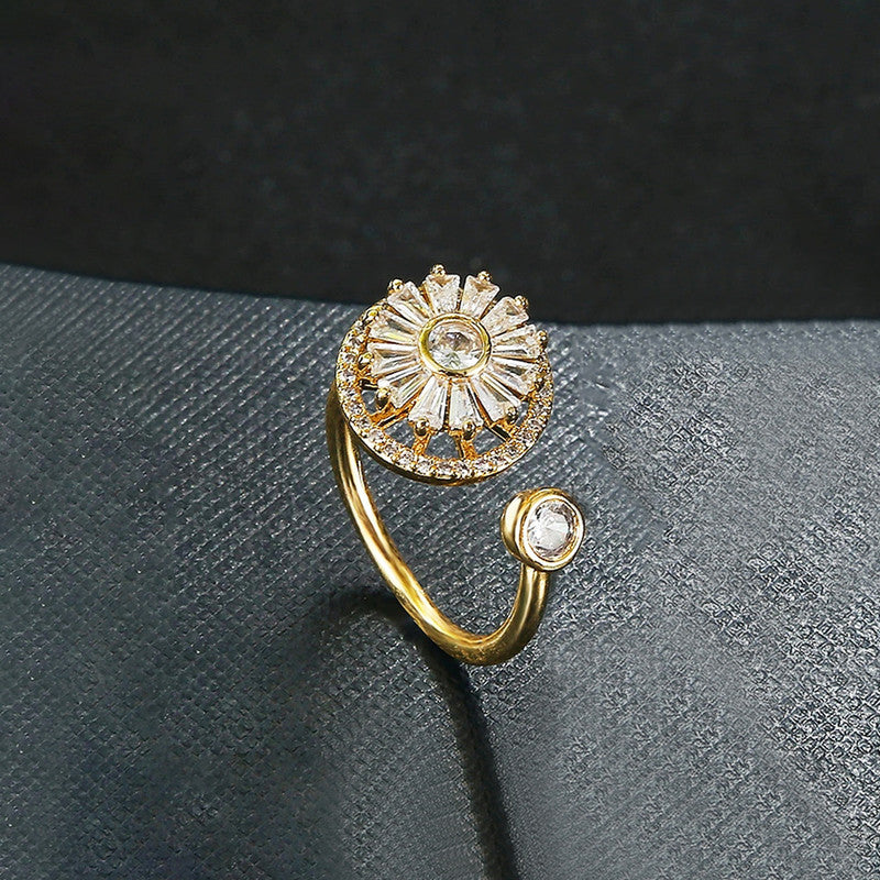 Gold Plated Round Shape Rotatable Adjustable Ring