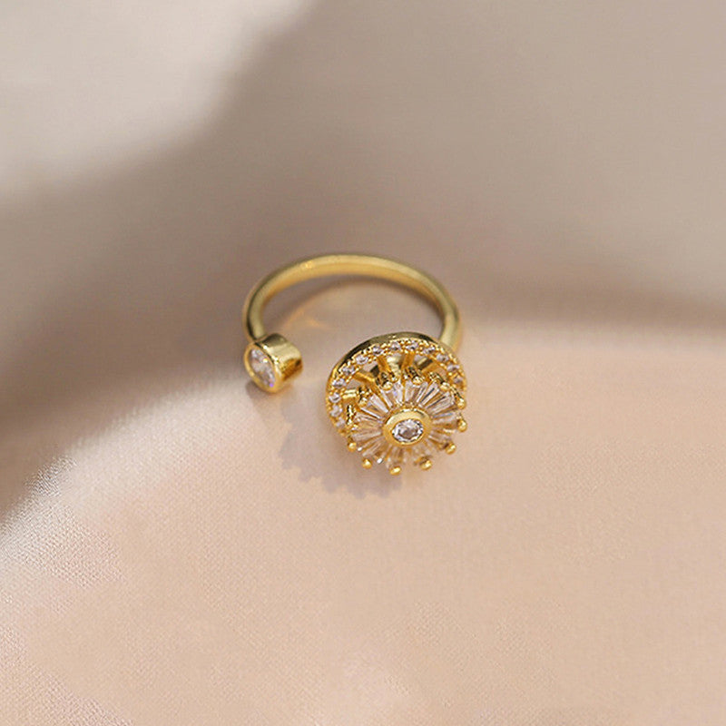 Gold Plated Round Shape Rotatable Adjustable Ring