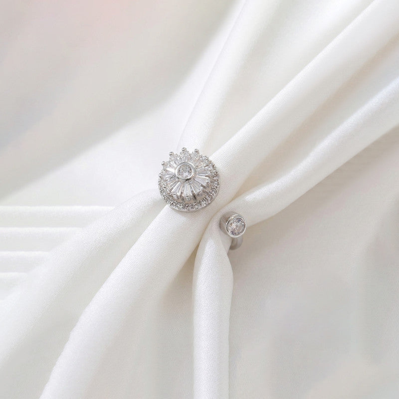 Silver Plated Round Shape Rotatable Adjustable Ring