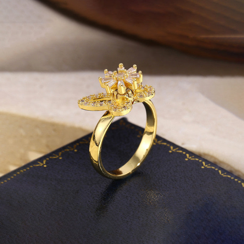 Gold Plated Butterfly Shaped Rotatable Adjustable Ring