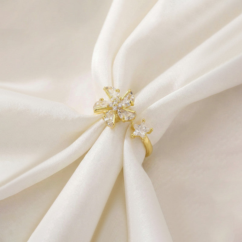Gold Plated Floral Style Rotatable Adjustable Ring