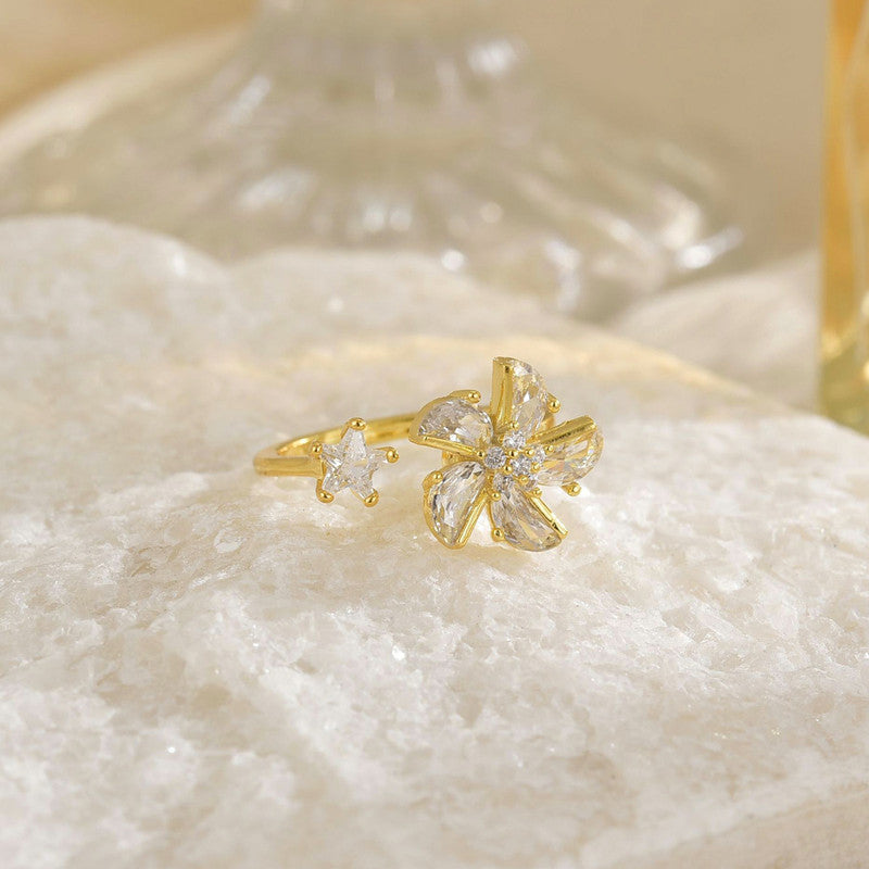 Gold Plated Floral Style Rotatable Adjustable Ring