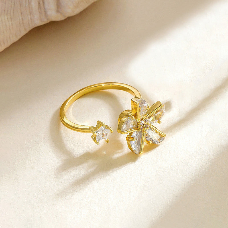 Gold Plated Floral Style Rotatable Adjustable Ring