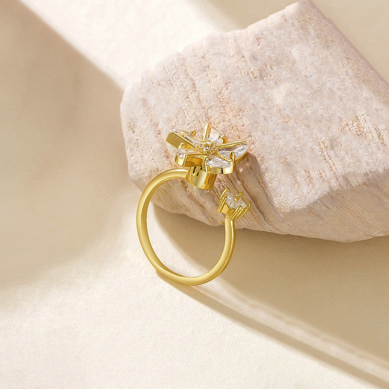Gold Plated Floral Style Rotatable Adjustable Ring