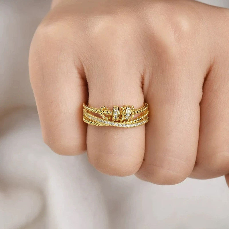Gold Plated Contemporary Rotatable Adjustable Ring