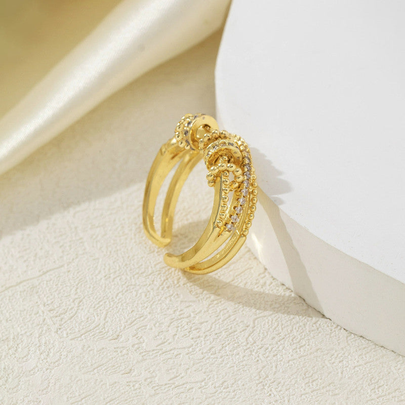 Gold Plated Contemporary Rotatable Adjustable Ring