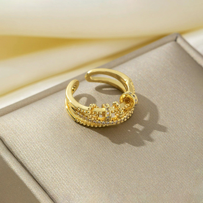 Gold Plated Contemporary Rotatable Adjustable Ring