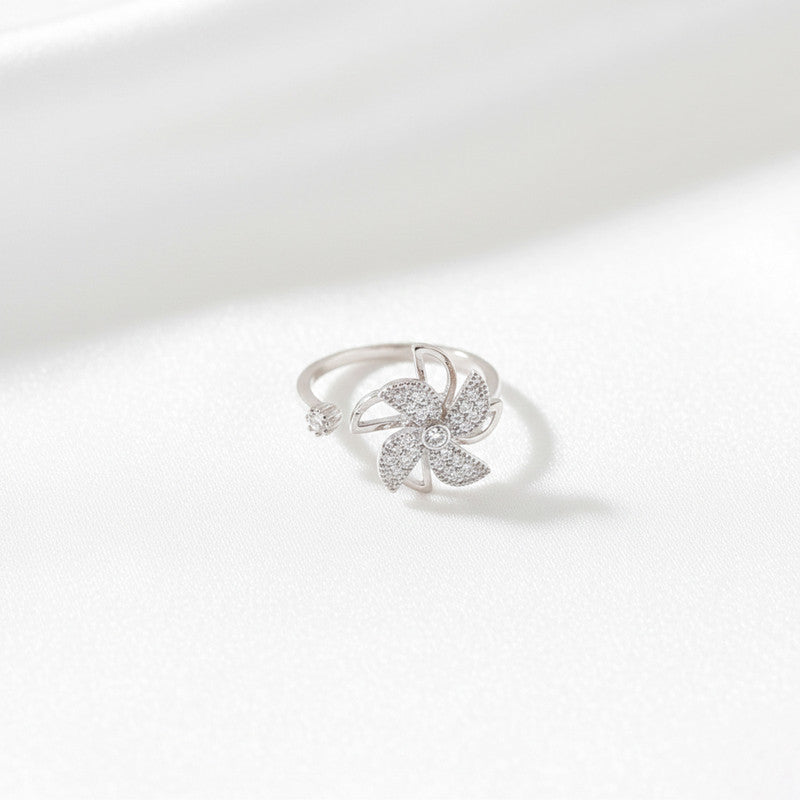 Silver Plated Contemporary Style Rotatable Adjustable Ring