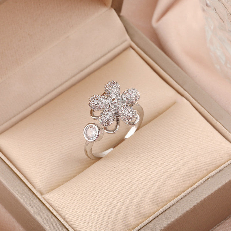 Silver Plated Star Shaped Rotatable Adjustable Ring