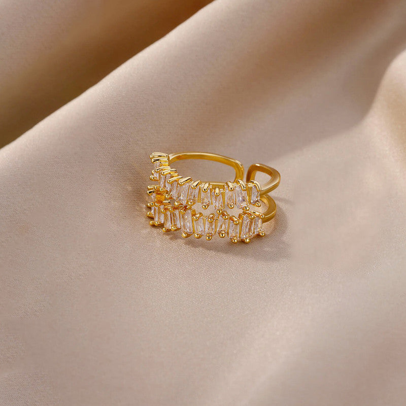 Gold Plated Contemporary Style Twin Adjustable Ring