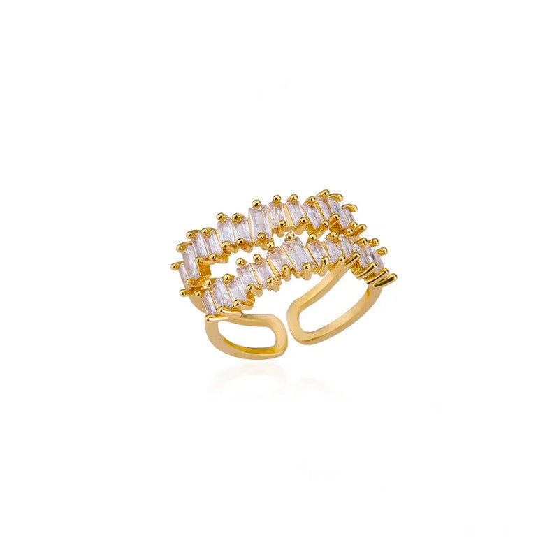 Gold Plated Contemporary Style Twin Adjustable Ring