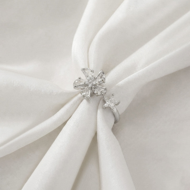 Silver Plated Star Shaped Rotatable Adjustable Ring