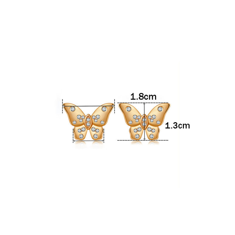 Xuping Jewelry Gold-Plated Butterfly Themed AD Studded Stud Earrings