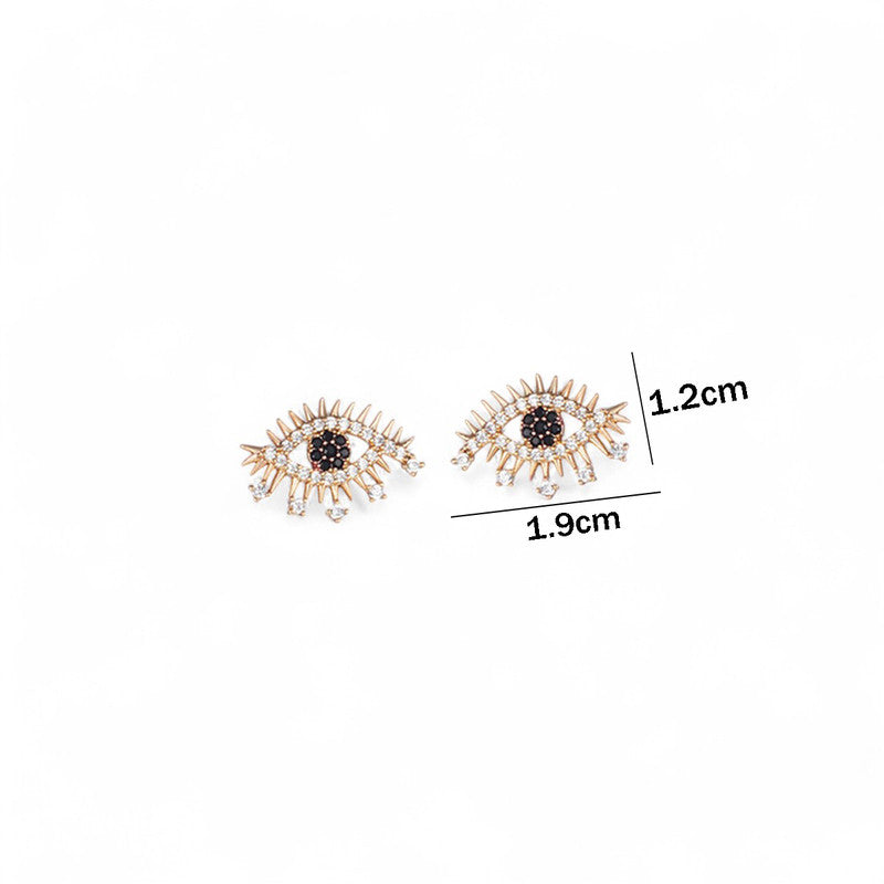 Xuping Jewelry Gold-Plated Evil Eye Themed AD Studded Stud Earrings