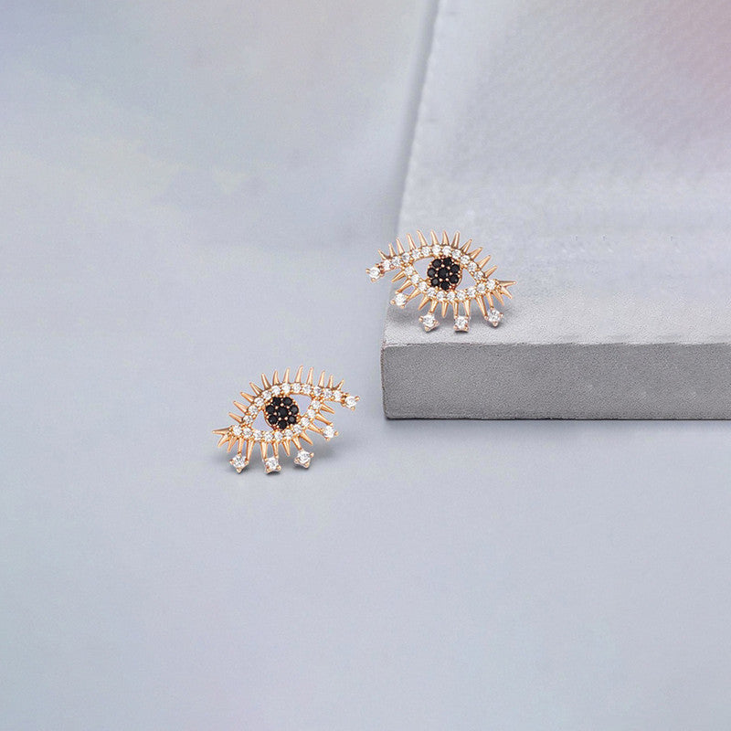 Xuping Jewelry Gold-Plated Evil Eye Themed AD Studded Stud Earrings