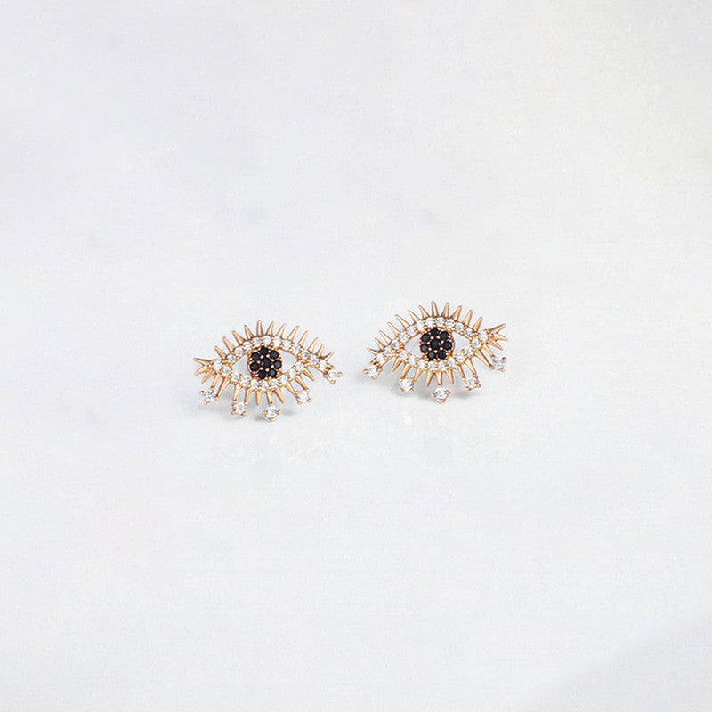Xuping Jewelry Gold-Plated Evil Eye Themed AD Studded Stud Earrings