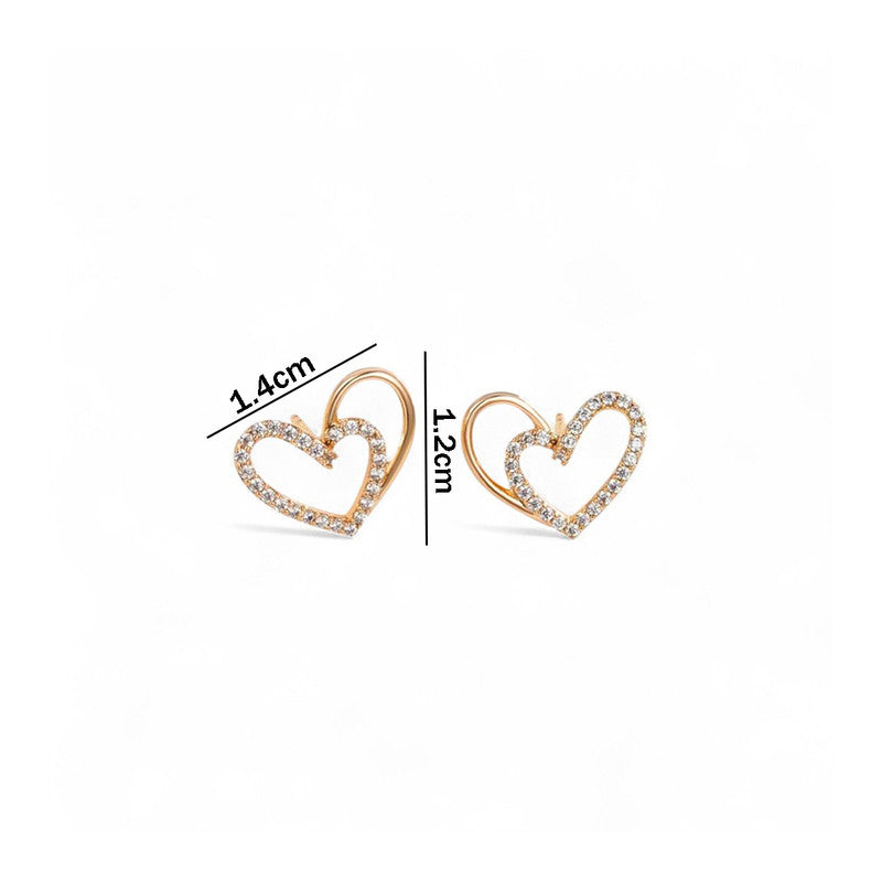 Xuping Jewelry Gold-Plated Heart Themed AD Studded Stud Earrings