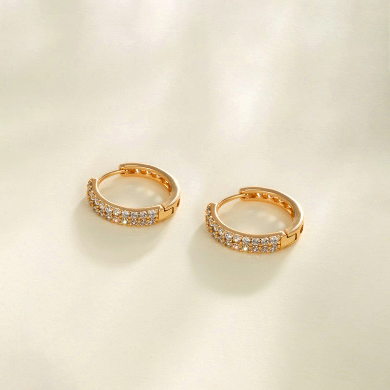 Xuping Jewelry Gold-Plated Gold Toned AD Studded Hoop Earrings
