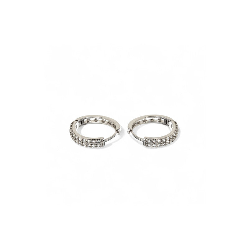 Xuping Jewelry Silver-Plated Silver Toned AD Studded Hoop Earrings