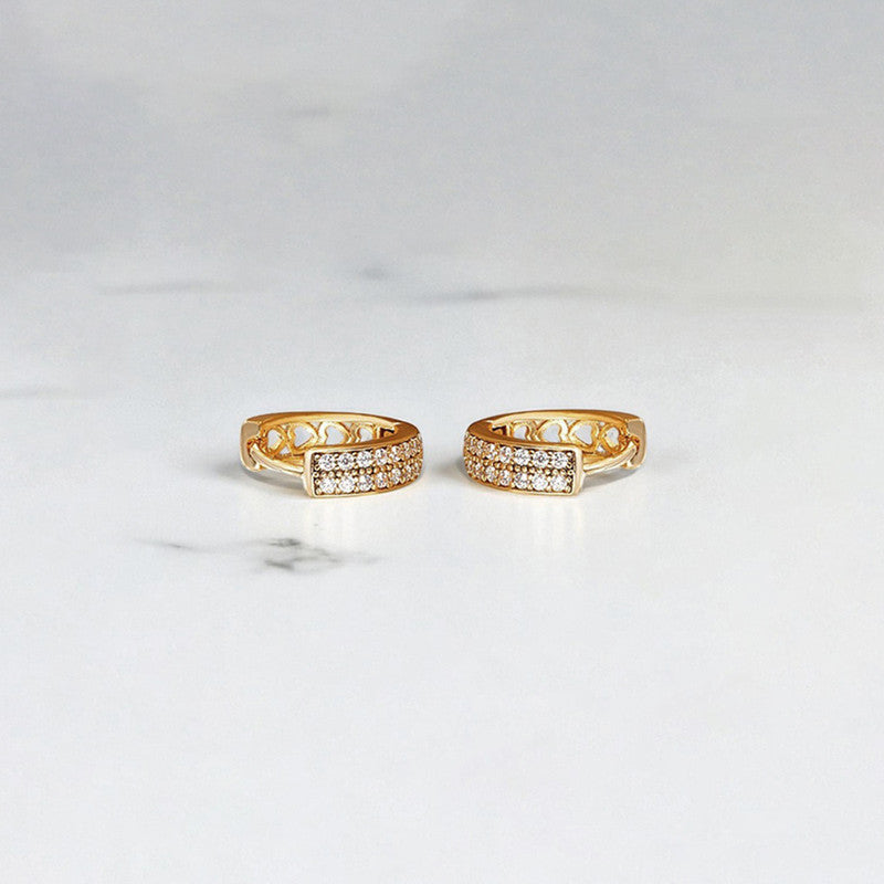 Xuping Jewelry Gold-Plated Gold Toned AD Studded Hoop Earrings