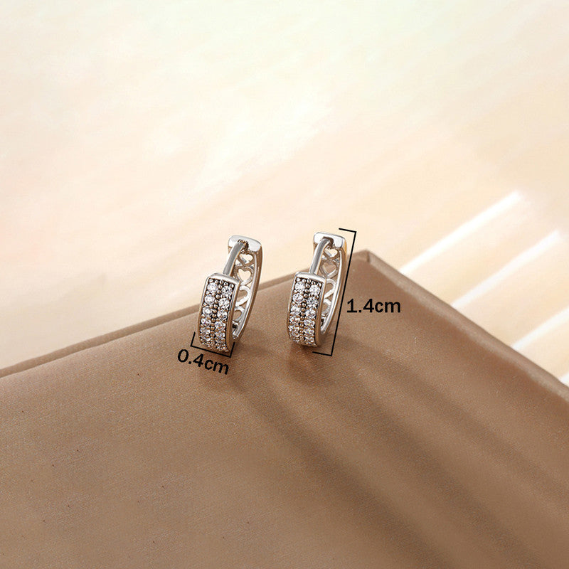 Xuping Jewelry Silver-Plated Silver Toned AD Studded Hoop Earrings