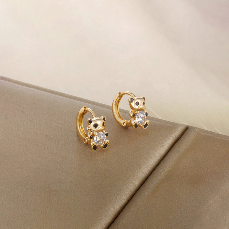 Xuping Jewelry Gold Plated Teddy Bear Themed Contemporary Hoop Earrings