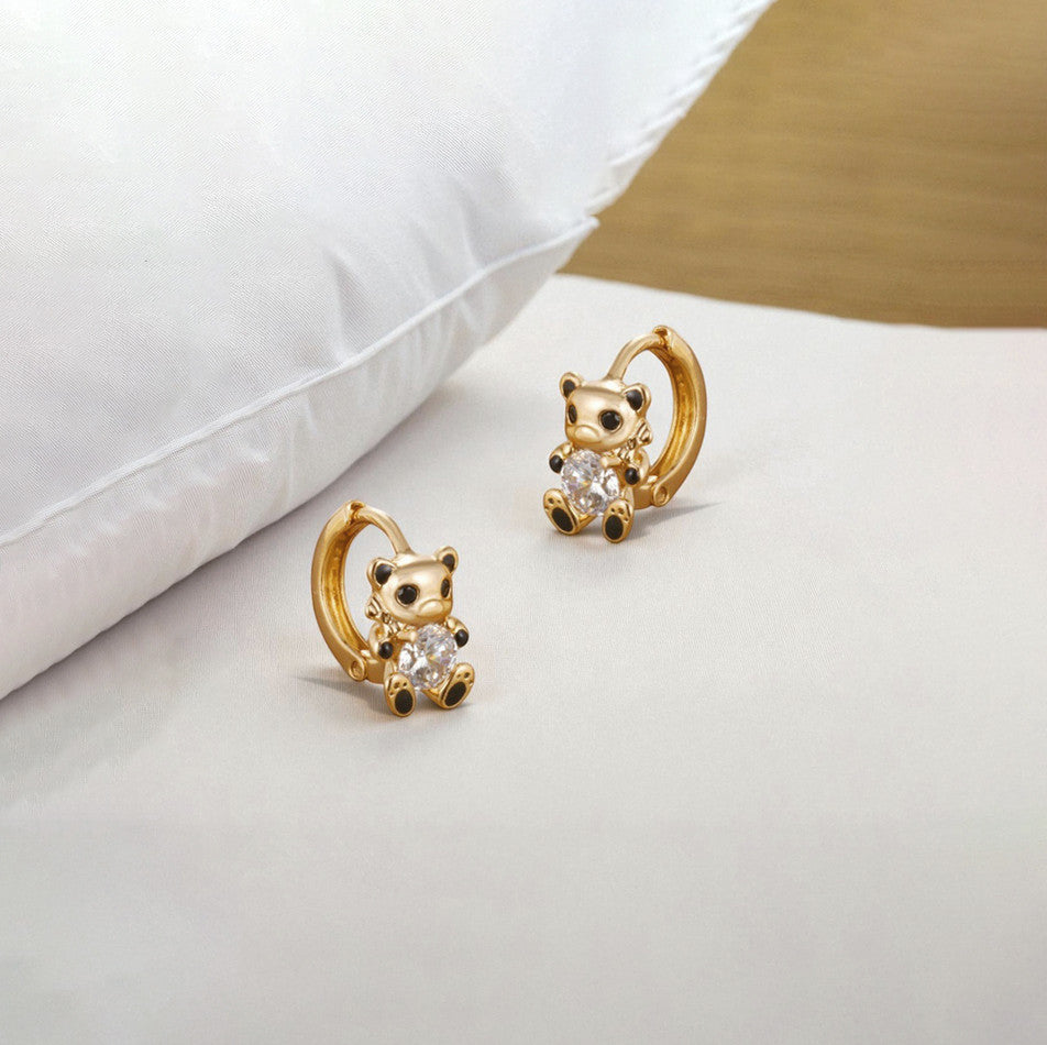 Xuping Jewelry Gold Plated Teddy Bear Themed Contemporary Hoop Earrings