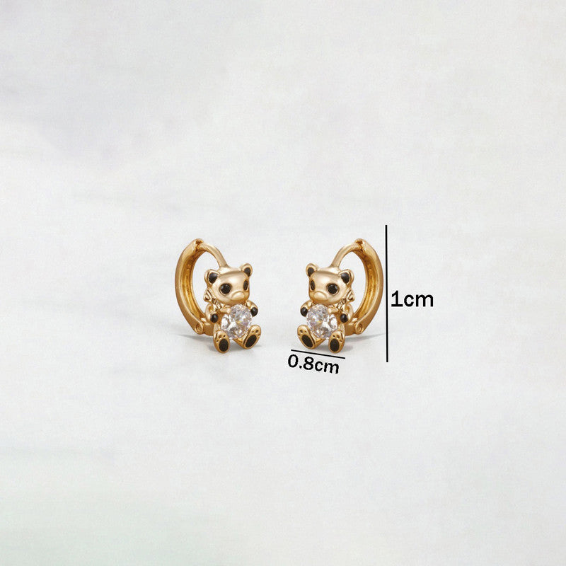 Xuping Jewelry Gold Plated Teddy Bear Themed Contemporary Hoop Earrings