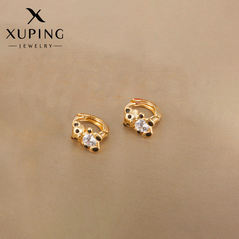 Xuping Jewelry Gold Plated Teddy Bear Themed Contemporary Hoop Earrings