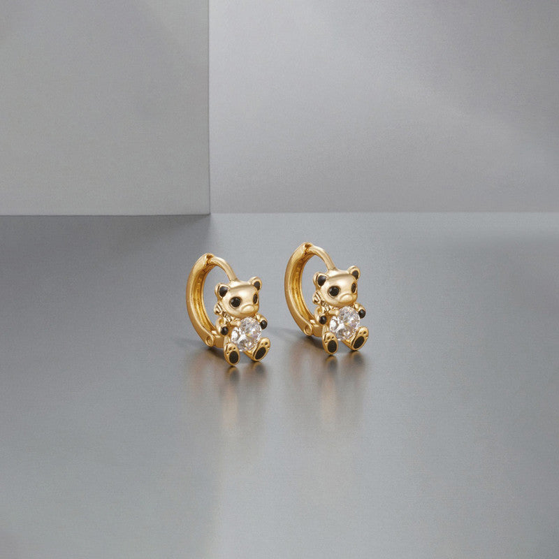 Xuping Jewelry Gold Plated Teddy Bear Themed Contemporary Hoop Earrings