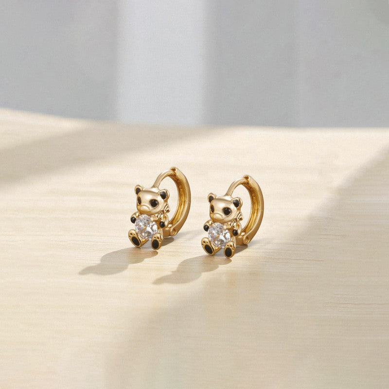 Xuping Jewelry Gold Plated Teddy Bear Themed Contemporary Hoop Earrings