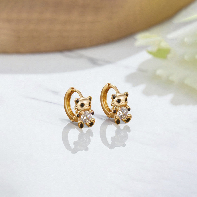 Xuping Jewelry Gold Plated Teddy Bear Themed Contemporary Hoop Earrings