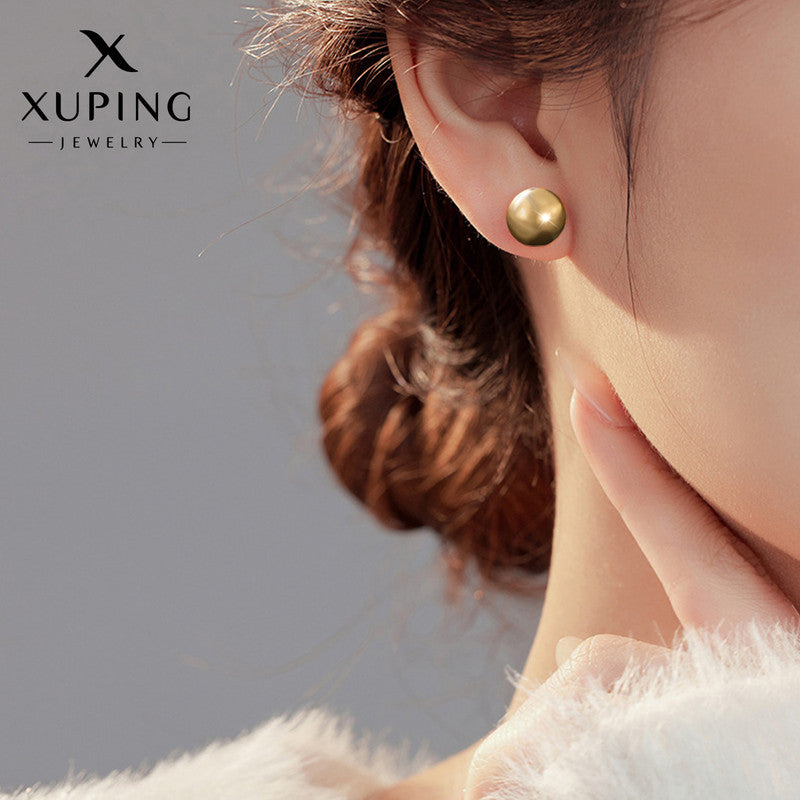 Xuping Jewelry Gold Plated Contemporary Round Shaped Stud Earrings
