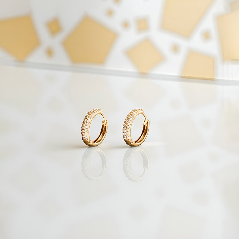 Xuping Jewelry Gold-Plated Gold Toned AD Studded Hoop Earrings