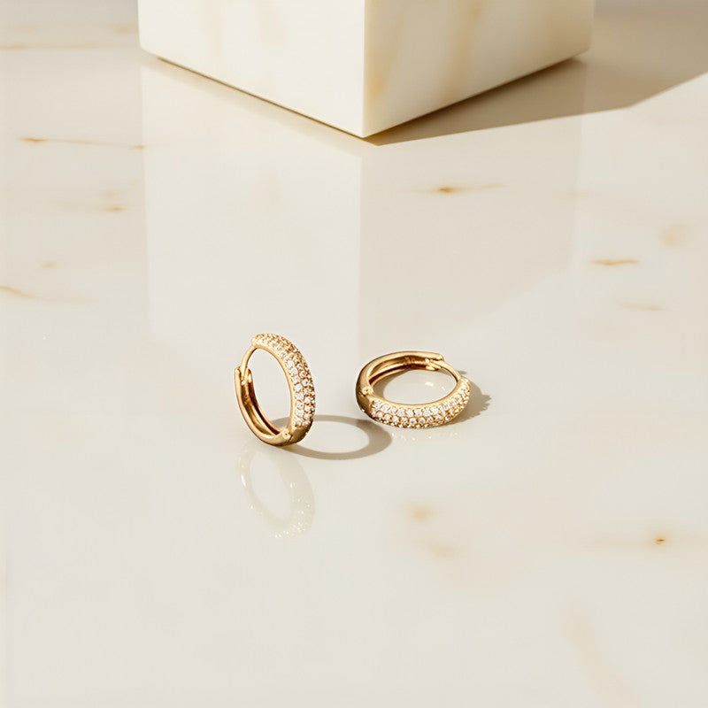 Xuping Jewelry Gold-Plated Gold Toned AD Studded Hoop Earrings