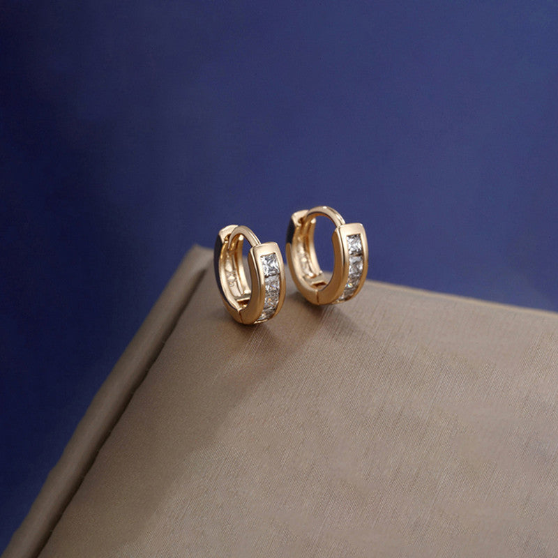 Xuping Jewelry Gold-Plated Gold Toned AD Studded Hoop Earrings