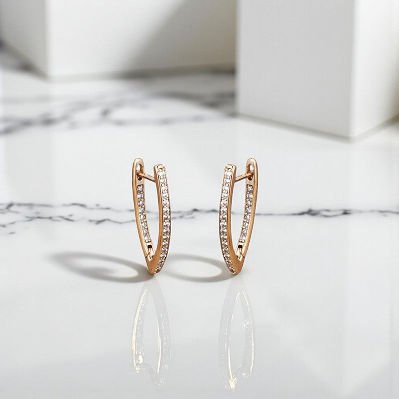 Xuping Jewelry AD Studded Contemporary Hoop Earrings