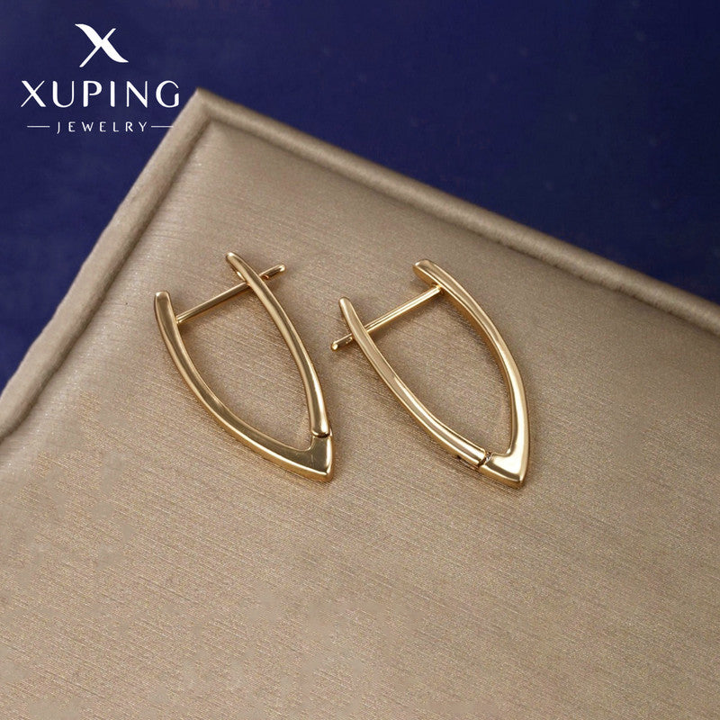 Xuping Jewelry Gold-Plated Gold Toned Contemporary Hoop Earrings