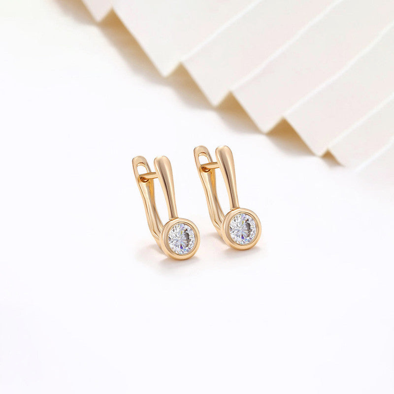 Xuping Jewelry Gold-Plated Gold Toned AD Studded Contemporary Hoop Earrings