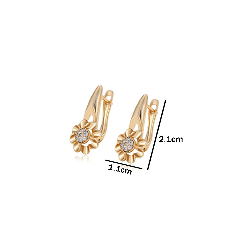 Xuping Jewelry Gold-Plated Gold Toned AD Studded Floral Hoop Earrings