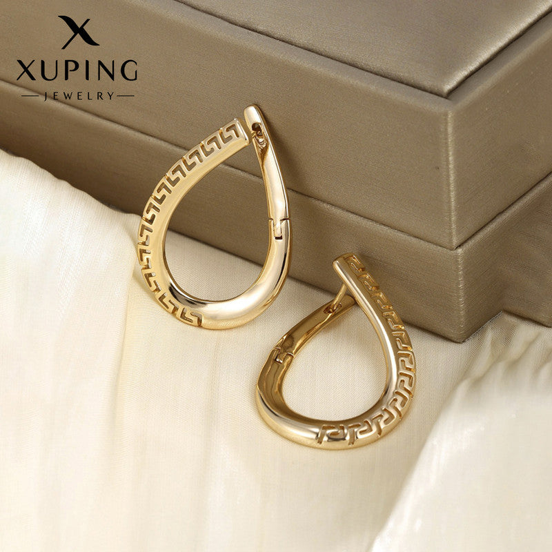 Xuping Jewelry Gold-Plated Gold Toned Cross Shaped Contemporary Hoop Earrings
