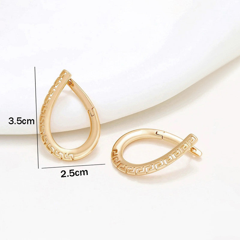 Xuping Jewelry Gold-Plated Gold Toned Cross Shaped Contemporary Hoop Earrings