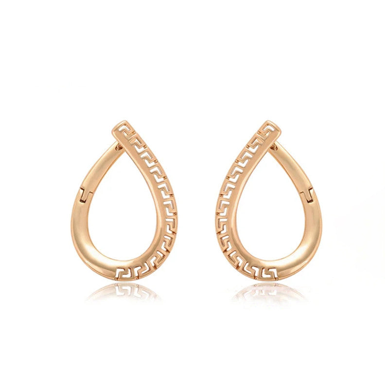 Xuping Jewelry Gold-Plated Gold Toned Cross Shaped Contemporary Hoop Earrings
