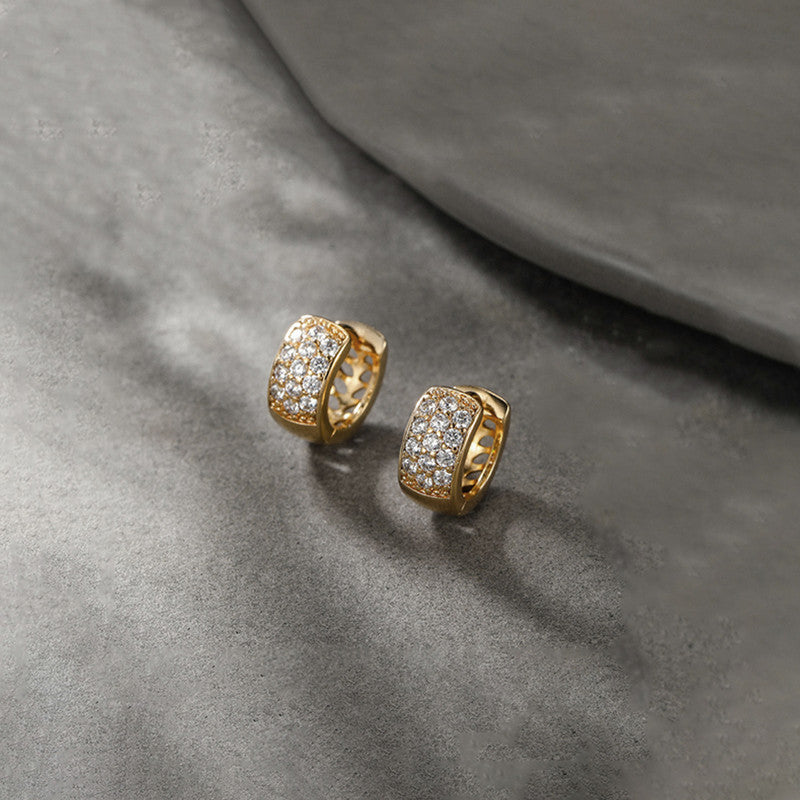 Xuping Jewelry Gold-Plated Gold Toned AD Studded Contemporary Hoop Earrings